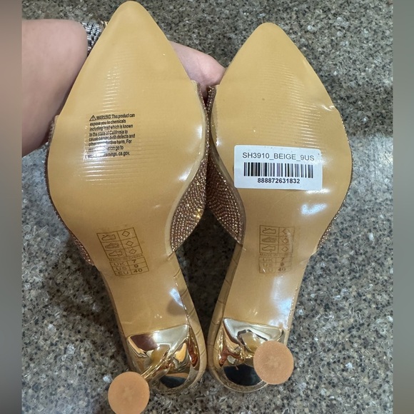 London Rag Sundai Diamante Ballroom Slide Heel Sandal - Size 9 - Picture 2 of 3